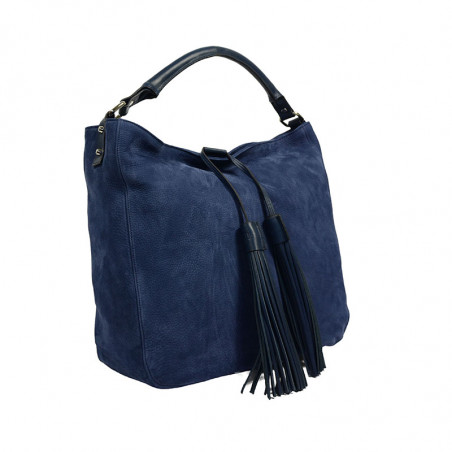 Berthille Hermine Bag Shopping Leather Nubuck Marine