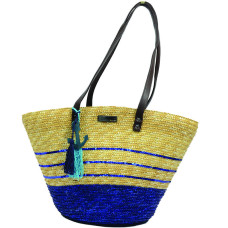 Les Tropéziennes AUD11 Wicker Tote Bag Navy
