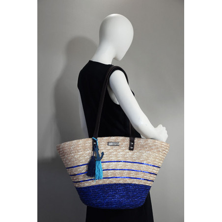 Les Tropéziennes AUD11 Wicker Tote Bag Navy