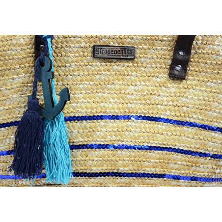 Les Tropéziennes AUD11 Wicker Tote Bag Navy