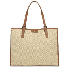 Lancaster Actual Tote Bag Grid Fabric 418-25 Camel