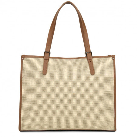 Lancaster Actual Tote Bag Grid Fabric 418-25 Camel