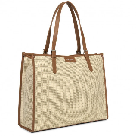 Lancaster Actual Tote Bag Grid Fabric 418-25 Camel
