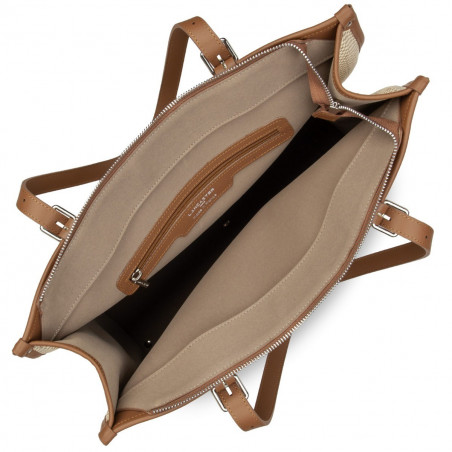 Lancaster Actual Tote Bag Grid Fabric 418-25 Camel