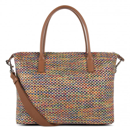 Sac à Main Vintage LANCASTER En Toile Et Similicuir Noir Brillant - Porté Bras Ou épaule
