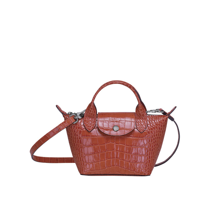 Longchamp Le Pliage Cuir Croco Micro Bag Coral