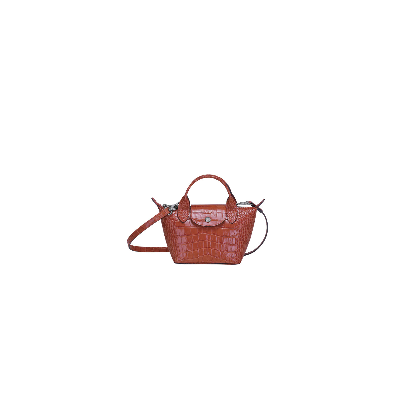 Longchamp Le Pliage Cuir Croco Micro Sac Corail