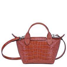 Longchamp Le Pliage Cuir Croco Micro Sac Corail