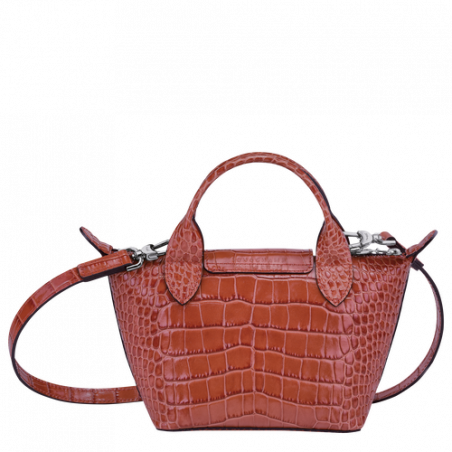 Longchamp Le Pliage Cuir Croco Micro Bag Coral