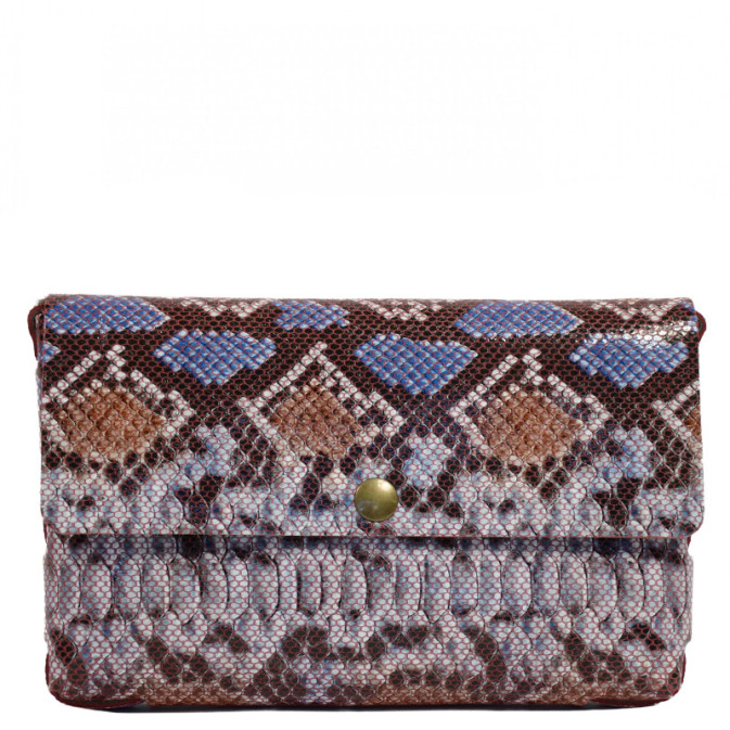 Yolète Andy Pouch Bag Python Leather Red