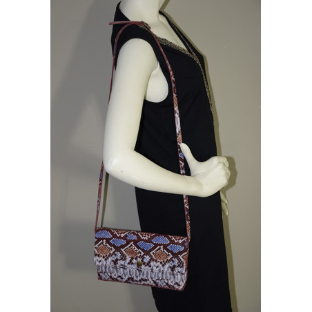 Yolète Andy Pouch Bag Python Leather Red