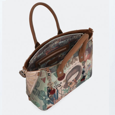 Bolsa Shopper Anekke Mademoiselle - Multicolor, Poliéster, Grande (46x30 Cm), Ideal Para Compras Y Viajes