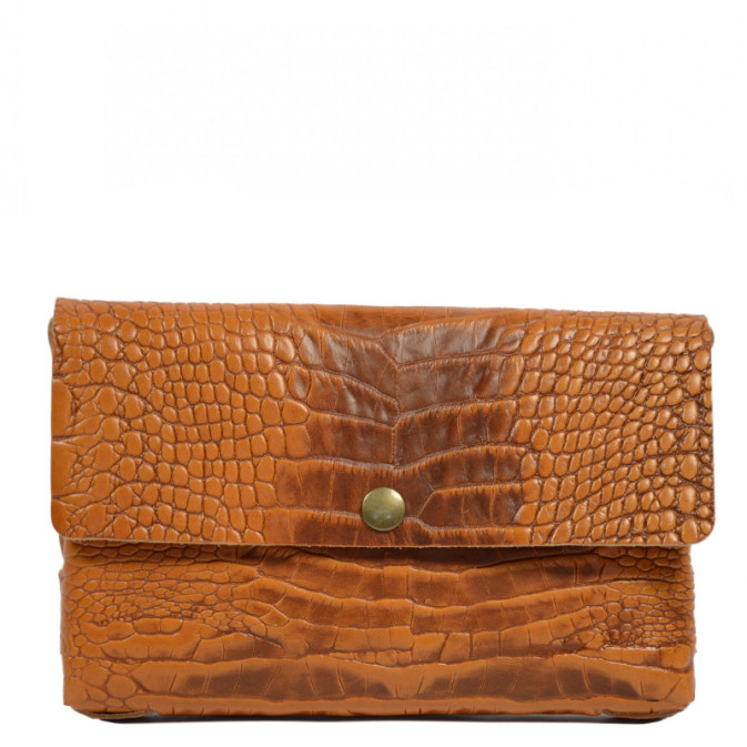 Yolète Andy Pouch Caiman Cognac Leather