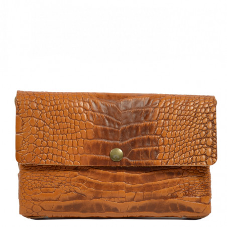 Yolète Andy Pouch Caiman Cognac Leather