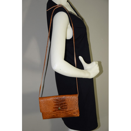 Yolète Andy Pouch Caiman Cognac Leather