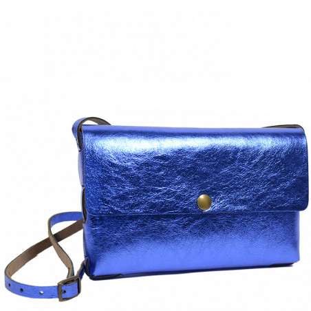 Yolète Andy Pouch Bag Laminate Leather Blue