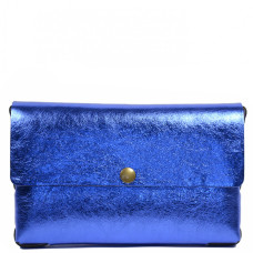 Yolète Andy Pouch Bag Laminate Leather Blue