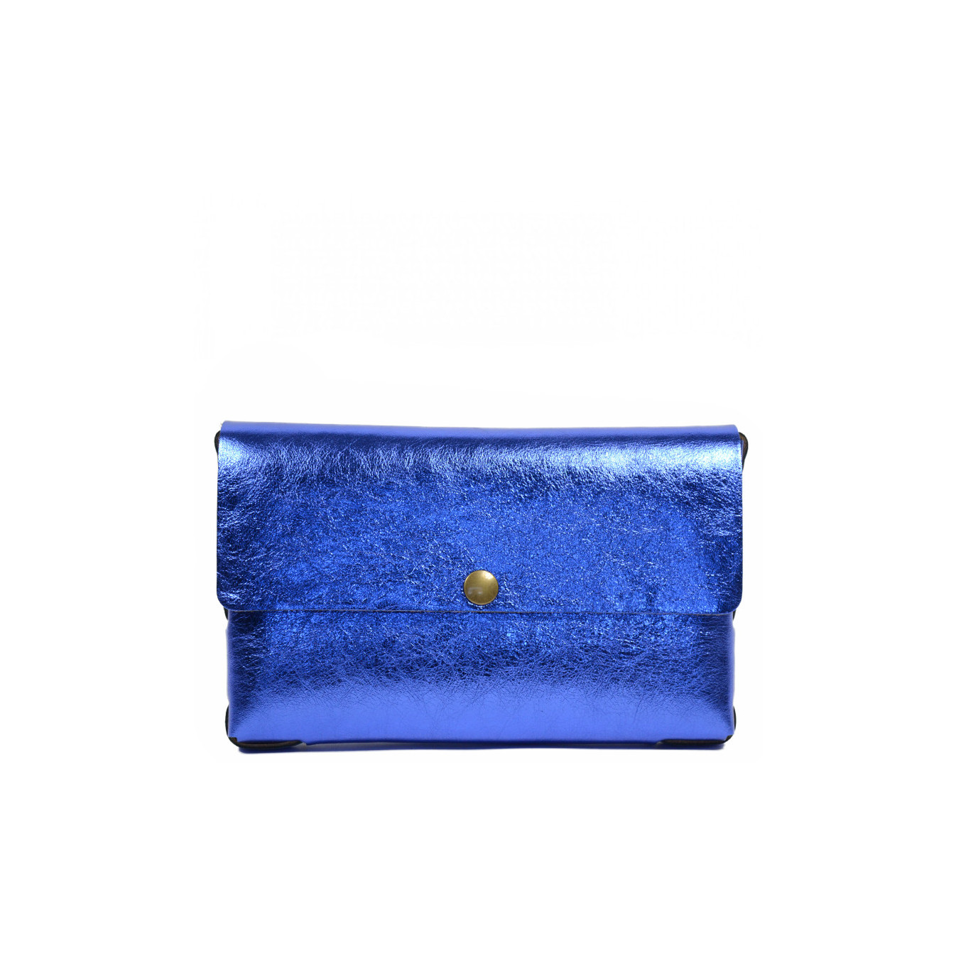 Yolète Andy Sac Pochette Cuir Laminati Bleu