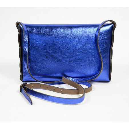 Yolète Andy Pouch Bag Laminate Leather Blue