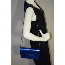 Yolète Andy Pouch Bag Laminate Leather Blue