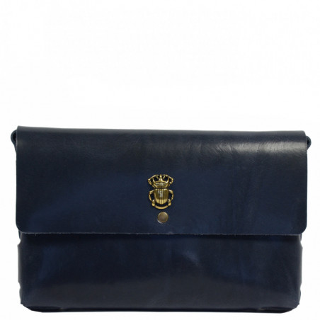 Yolète Andy Sac Pochette Bijoux Scarabée Cuir Primavera Navy