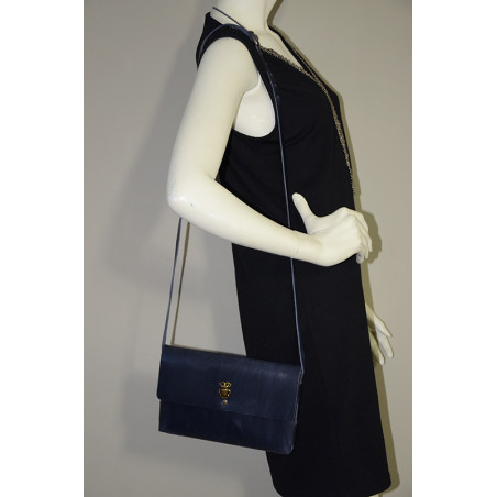Yolète Andy Scarf Pouch Jewelry Scarab Leather Primavera Navy