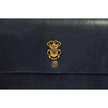 Yolète Andy Sac Pochette Bijoux Scarabée Cuir Primavera Navy