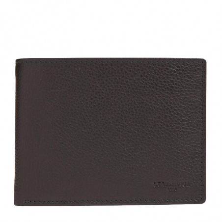 Le Tanneur Charles 2-Flap Grainy Leather Wallet Black