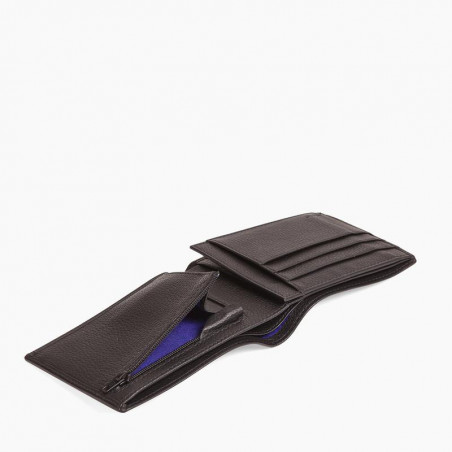 Le Tanneur Charles 2-Flap Grainy Leather Wallet Black