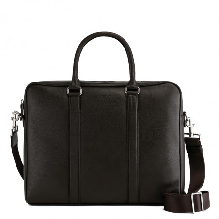 Le Tanneur Charles Document Holder 14" Grained Leather Coffee