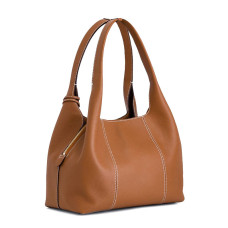 Le Tanneur Juliette Large Shoulder Bag in Tan Leather