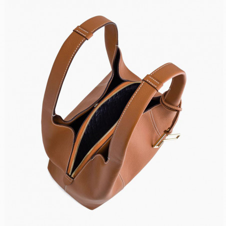 Le Tanneur Juliette Large Shoulder Bag in Tan Leather