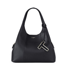 Le Tanneur Juliette Sac Porté Epaule En Cuir Grainé Noir