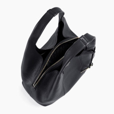 Le Tanneur Juliette Large Shoulder Bag in Grainy Black Leather