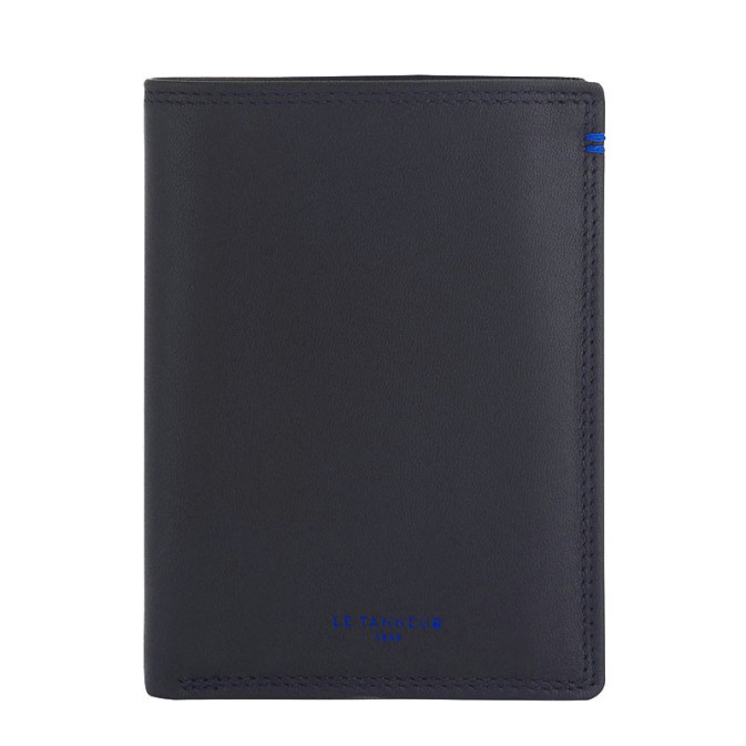 Le Tanneur Martin Small Vertical 2-Compartment Black Wallet