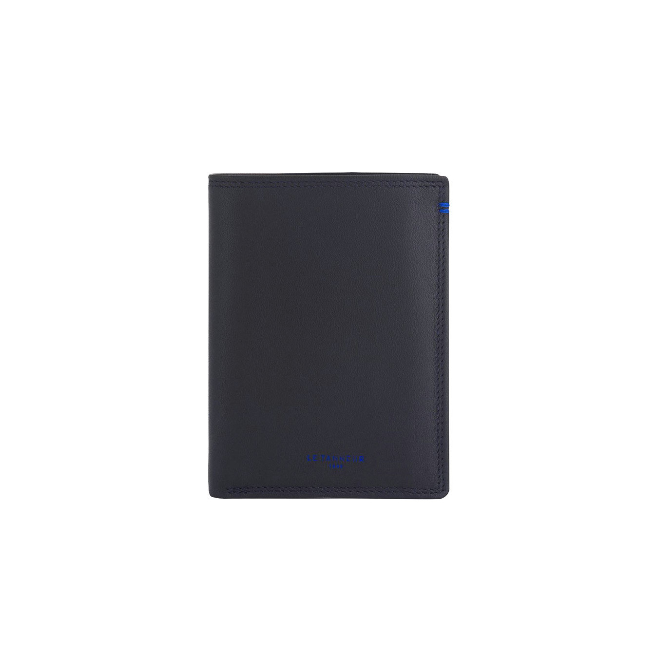 Le Tanneur Martin Small Vertical 2-Compartment Black Wallet