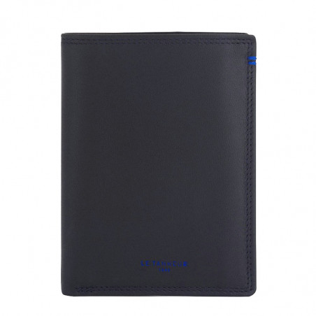 Le Tanneur Martin Small Vertical 2-Compartment Black Wallet
