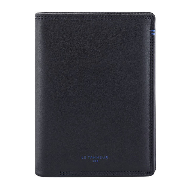 Le Tanneur Martin Medium Vertical 2-Pocket Wallet Black