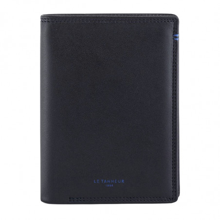 Le Tanneur Martin Medium Vertical 2-Pocket Wallet Black