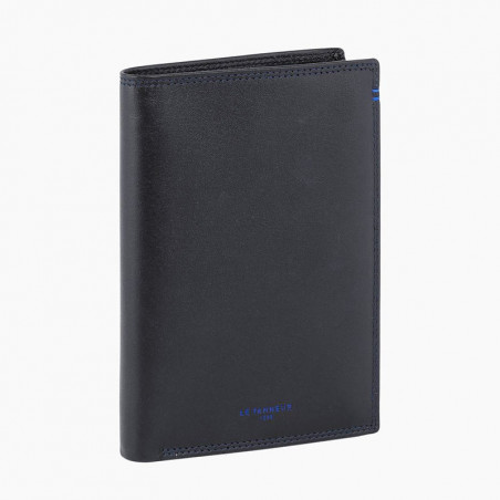 Le Tanneur Martin Grand Vertical Wallet 2 Flaps Black