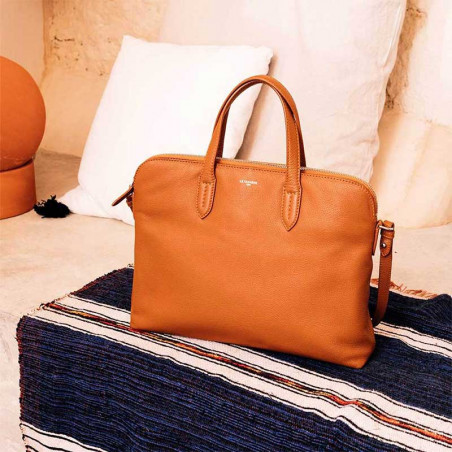 Le Tanneur Sophie Document Holder in Leather 1 Compartment PC 14" Tan