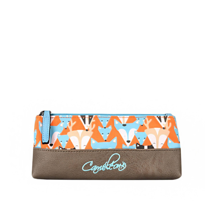 Chameleon Retro Grey Fox Pencil Case