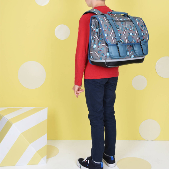 Cartable Kanabeach Boy 43 Cm - Polyester, Bretelles Matelassées, Poche Zippée - Gris, Enfant/ado