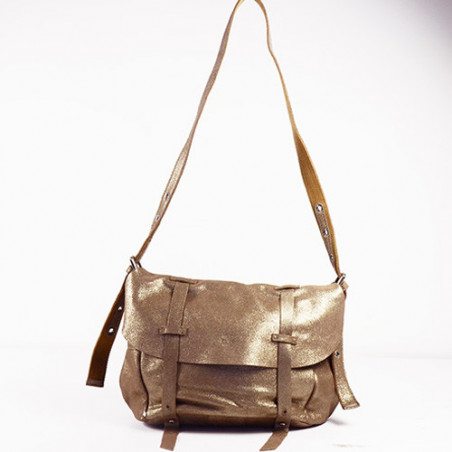 Sac Messenger En Cuir Velours Mila Louise Bernie - Bandoulière Réglable, Fermetures à Boules Et Zip