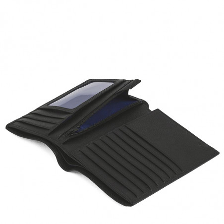 Le Tanneur Charles Medium Wallet 2 Flaps Grained Leather Black