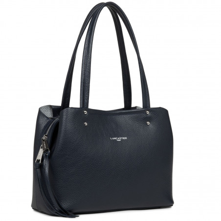 Lancaster Foulonne Double Besace 470-47 Bleu In Argent de biais