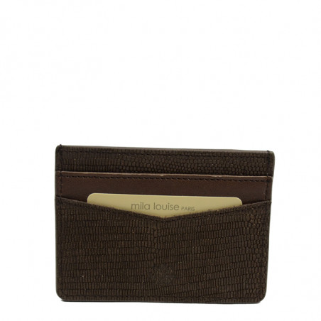 Mila Louise Olae Lizard Mini Card Holder Coffee