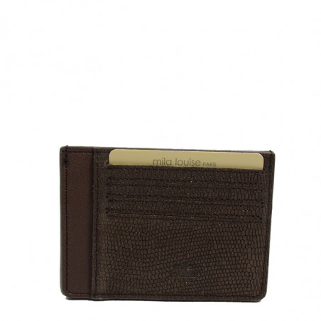 Mila Louise Olae Lizard Mini Card Holder Coffee