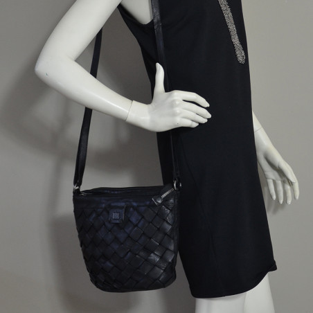 Biba Lewisburg Woven Bucket Bag LEI2L Negro
