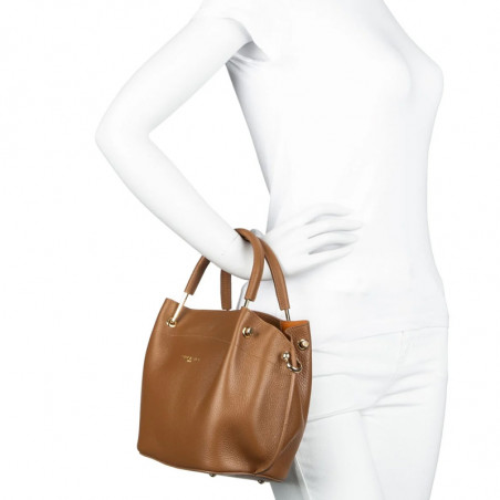 Lancaster Foulonne Double Handbag Louisa 470-18 Camel In Orange